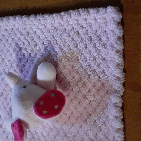 Okie Dokie Elephant Baby Blanket Pink Polka Dots Textured Plush Security Lovey - Picture 6 of 10